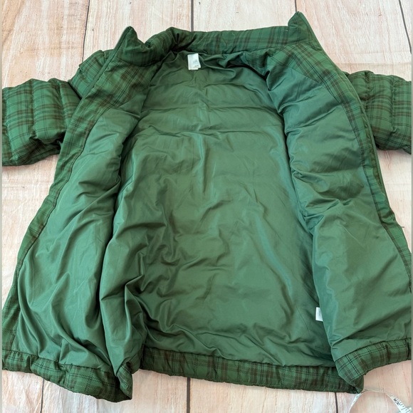 J Jill Down Puffer Jacket Womens Size Large Green Plaid Full Zip Pockets - Picture 10 of 10